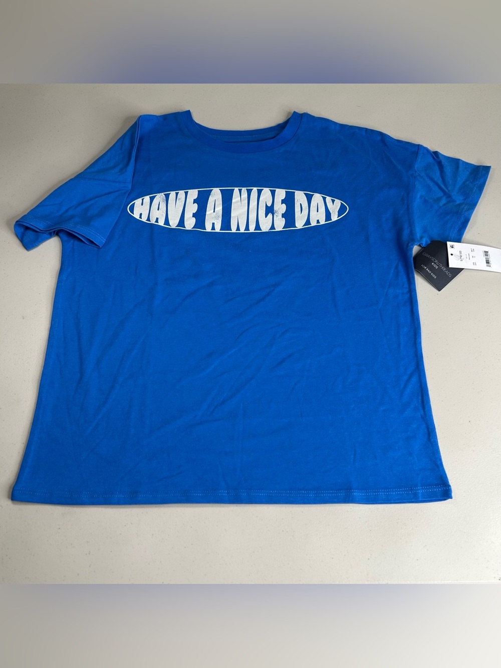 Grayson Threads Kids Large NWT Blue "Have A Nice Day" Graphic T-Shirt Tee